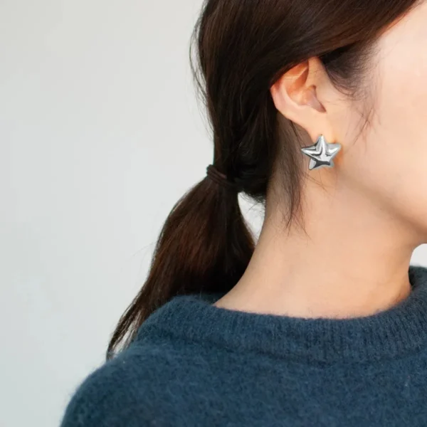 Wholesale Dainty Stainless Steel Star Stud Earrings Women Waterproof Chunky 18K Gold Plated Statement Earring Jewelry - Image 6