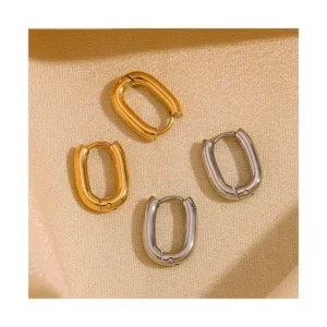 Minimalist Jewelry O Shape Mini Hoop Earring Women 18k Gold Plated Dainty Stainless Steel U Shape Huggie Hoop Earrings Jewelry