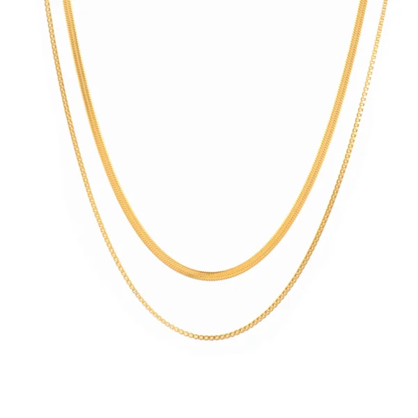 Designer 18k Gold Plated Snake Chain Necklaces Women Dainty Stainless Steel Layered Double Box Chain Choker Necklace Jewelry - Image 5