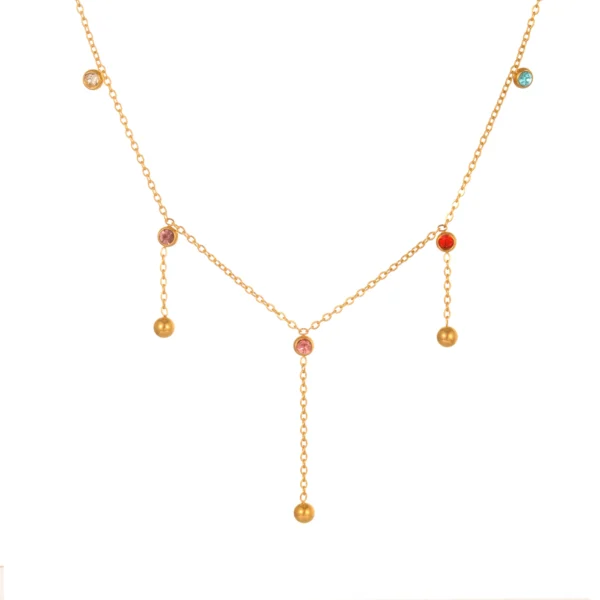 Minimalist Zircon Pendant Necklace for Women Sexy 18K Gold Plated Dainty Stainless Steel Thin Chain Layered Necklace Jewelry - Image 6