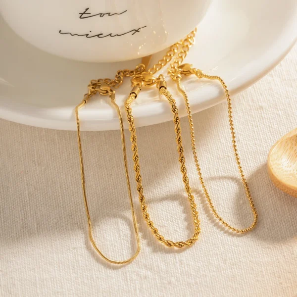 Dainty 18k Gold Plated Snake Chain Bracelet Femme Minimalist Stainless Steel Link Chain Bracelets Women Waterproof Jewelry - Image 6
