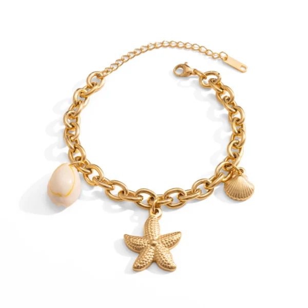 Fashion Jewelry 18K Gold Plated Ocean Pendant Charm Starfish Shell Bracelet Necklaces Women Stainless Steel Choker Necklace - Image 6