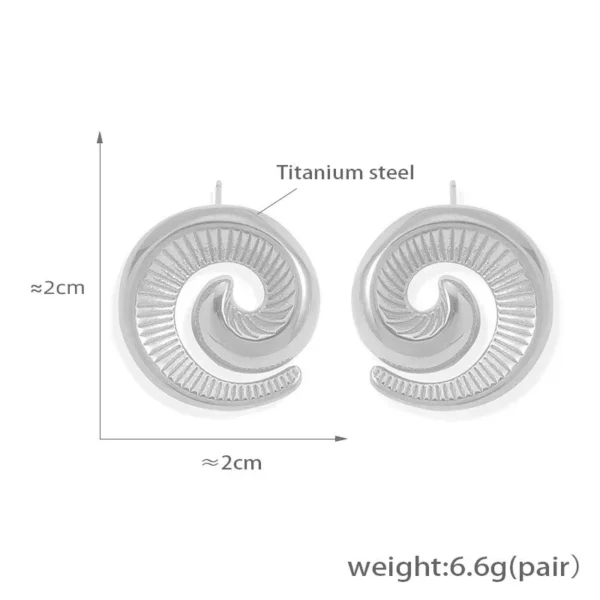 Minimalist Stainless Steel Textured Stud Earrings Women 18k Gold Plated Geometric Spiral Stud Earrings Hypoallergenic Jewelry - Image 5