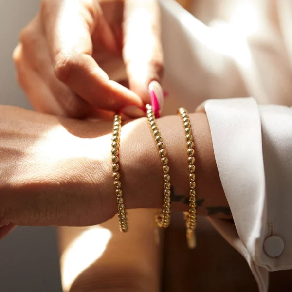 Minimalist 18k Gold Plated Stainless Steel Beaded Stacked Bracelet Femme Waterproof Dainty Paperclip Snake Rope Bracelets Women - Image 3