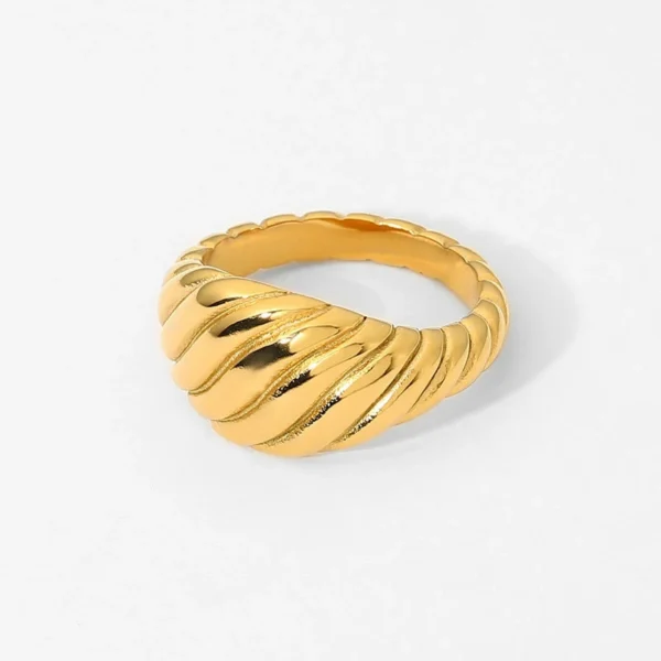 Minimalist Stainless Steel Croissant Ring Women Waterproof 18K Gold Plated Twisted Dome Rings Jewelry Women - Image 6