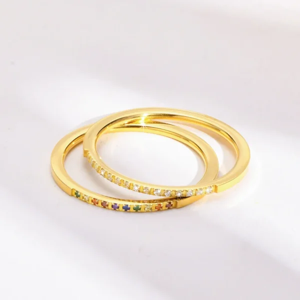 Dainty 18k Gold Plated Stainless Steel Wedding Ring Jewelry Ladies 1mm Cubic Zirconia Fingers Rings for Girls - Image 2