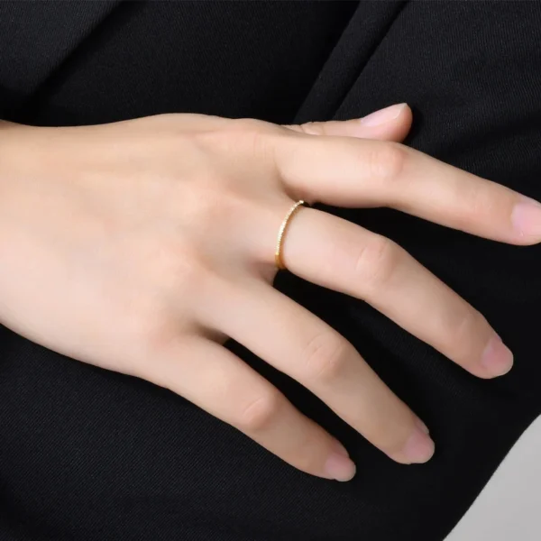 Dainty 18k Gold Plated Stainless Steel Wedding Ring Jewelry Ladies 1mm Cubic Zirconia Fingers Rings for Girls - Image 5
