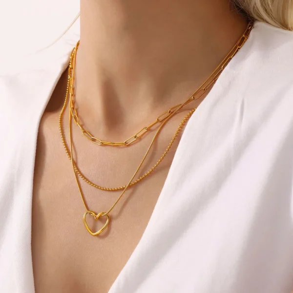 Dainty 18K Gold Plated Irregular Love Heart Pendants for Necklace Minimalist Stainless Steel Snake Necklace Jewelry Women - Image 2