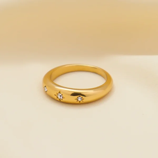 Fashion Minimalist 18K Gold Plated Cubic Zircon Star Finger Rings Women Dainty Stainless Steel Wedding Ring Tarnish Free Jewelry - Image 3