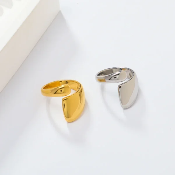 INS Fashion Minimalist 18K Gold Plated Danty Stainless Steel Open Rings for Women Girls Tarnish Free Jewelry Hypoallergenic - Image 2