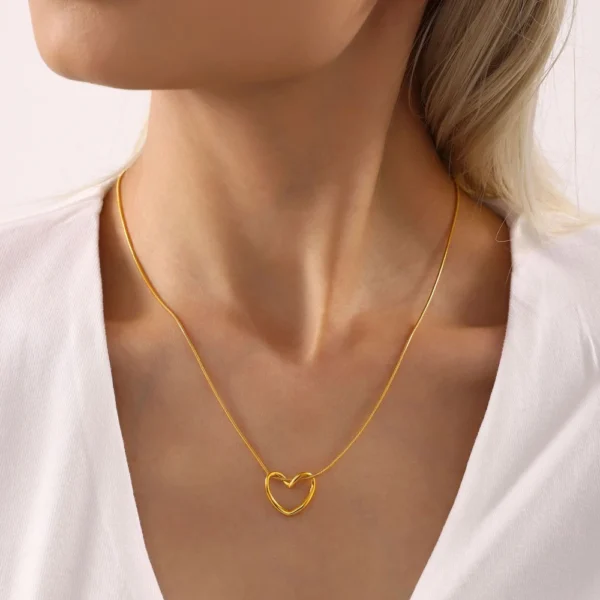 Dainty 18K Gold Plated Irregular Love Heart Pendants for Necklace Minimalist Stainless Steel Snake Necklace Jewelry Women - Image 5