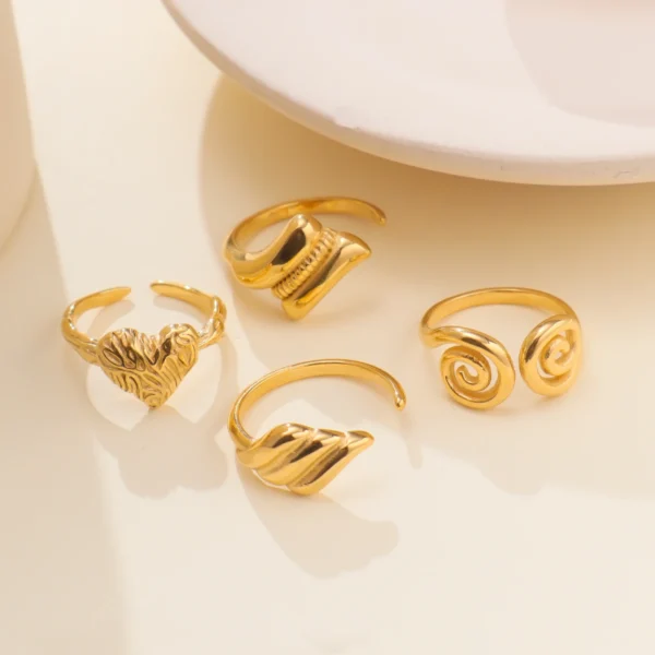 New Design Fashion 18K Gold Plated Irregular Rings Women Tarnish Free Stainless Steel Heart Open Ring Jewelry Hypoallergenic - Image 3