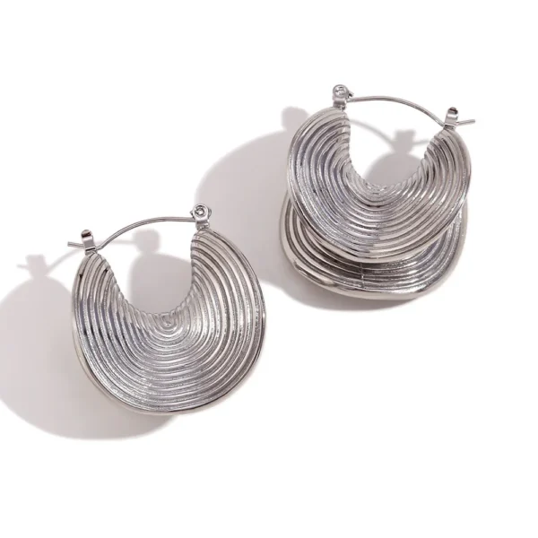 2024 Tarnish Free Unique Stainless Steel Geometric Statement Hoop Earrings Chunky 18k Gold Plated Earrings Jewelry Women - Image 5