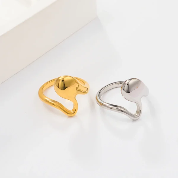 Fashion 18K Gold Plated Irregular Finger Rings for Women Dainty Stainless Steel Statement Rings Tarnish Free Jewelry Wholesale - Image 2