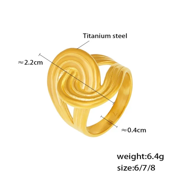 Waterproof Jewelry 18K Gold Plated Neo Gothic Knot Irregular Tie Ring Cowgirl Women Fashion Stainless Steel Twisted Stripes Ring - Image 6