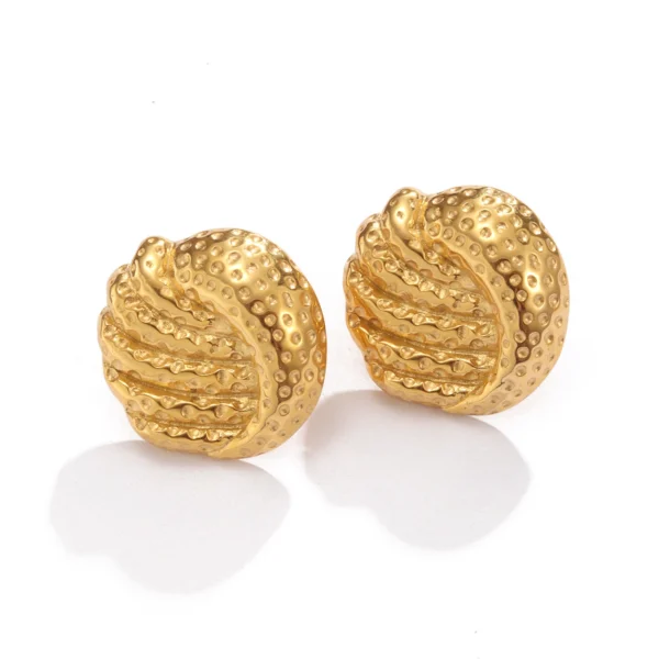 Tarnish Free 18K Gold Plated Stud Earrings for Women Dainty Stainless Steel Hammered Earring Waterproof Jewelry