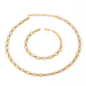 Minimalist 18k Gold Plated Paper Clip Link Chain Necklaces for Women Stainless Steel Gold Silver Choker Necklace Set Jewelry