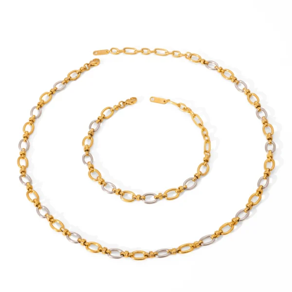 Minimalist 18k Gold Plated Paper Clip Link Chain Necklaces for Women Stainless Steel Gold Silver Choker Necklace Set Jewelry