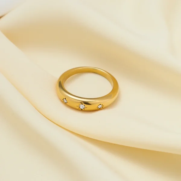 Fashion Minimalist 18K Gold Plated Cubic Zircon Star Finger Rings Women Dainty Stainless Steel Wedding Ring Tarnish Free Jewelry - Image 4