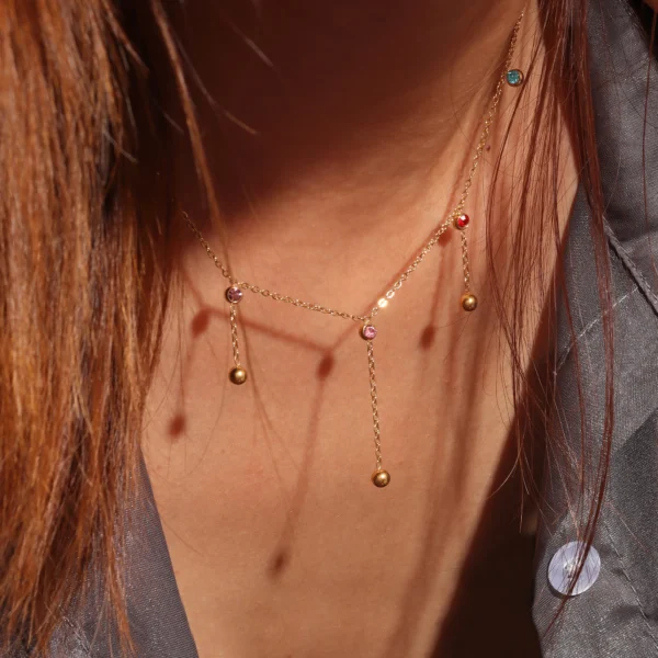 Minimalist Zircon Pendant Necklace for Women Sexy 18K Gold Plated Dainty Stainless Steel Thin Chain Layered Necklace Jewelry - Image 5