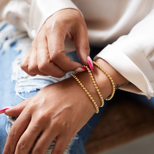 Minimalist 18k Gold Plated Stainless Steel Beaded Stacked Bracelet Femme Waterproof Dainty Paperclip Snake Rope Bracelets Women - Image 2