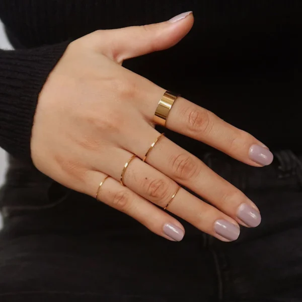 Minimalist 18K Gold Plated Stainless Steel Flat Band Finger Ring Non Tarnish Thin Stacking Rings Jewelry Women for Gift - Image 6