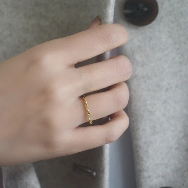 Minimalist Stainless Steel Geometric Twist Knot Rings for Women 18k Gold Plated Braided Rings Waterproof Jewelry - Image 5