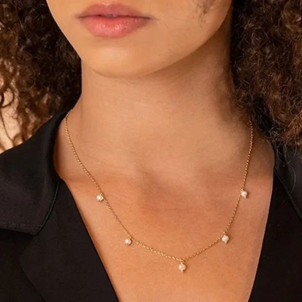Waterproof 18K Gold Plated Pearls Tassel Choker Necklace Women Stainless Steel LInk Chain Baroque Pearl Pendant Necklace Jewelry - Image 6