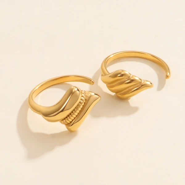 Hypoallergenic 18K Gold Plated Irregular Rings Women Designer Dainty Stainless Steel Open Ring Waterproof Jewelry - Image 3