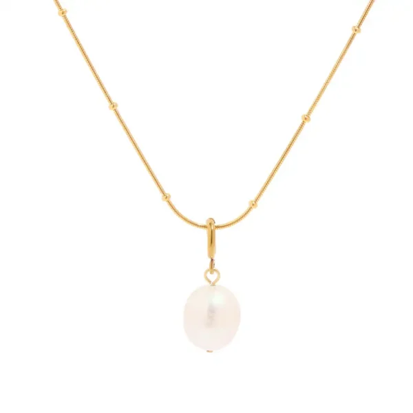 Tarnish Free 18K Gold Plated Stainless Steel Chian Choker Necklaces for Women Freshwater Pearl Pendant Necklace Jewelry - Image 6