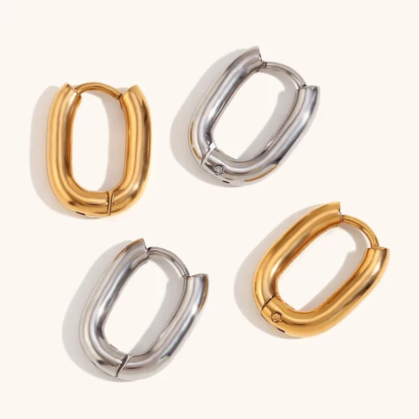 Minimalist Jewelry O Shape Mini Hoop Earring Women 18k Gold Plated Dainty Stainless Steel U Shape Huggie Hoop Earrings Jewelry - Image 2