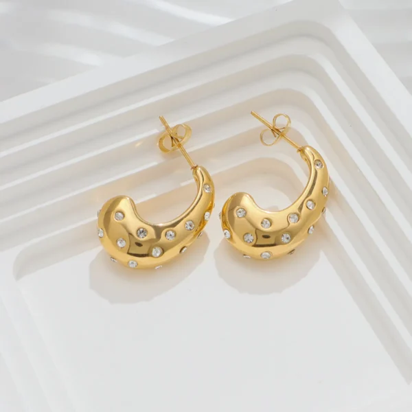 Waterproof 18K Gold Plated Hollow Teardrop Earrings Women Designer Dainty Stainless Steel Statement Zircon Stud Earring Jewelry - Image 5