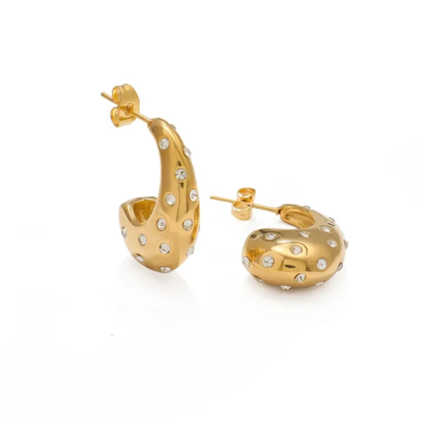 Waterproof 18K Gold Plated Hollow Teardrop Earrings Women Designer Dainty Stainless Steel Statement Zircon Stud Earring Jewelry - Image 3