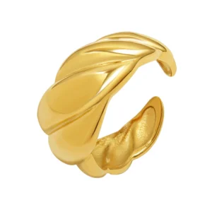 Trendy 18K Gold Plated Stainless Steel Rings Jewelry Women Gift Chunky Geometric Finger Rings for Women