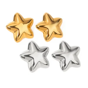 Wholesale Dainty Stainless Steel Star Stud Earrings Women Waterproof Chunky 18K Gold Plated Statement Earring Jewelry