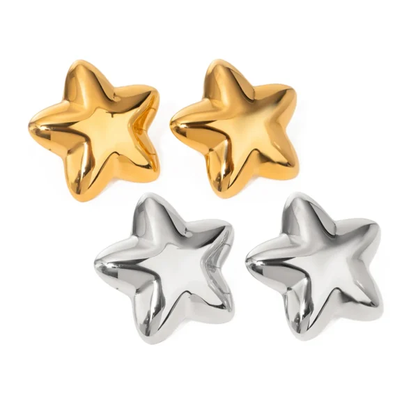 Wholesale Dainty Stainless Steel Star Stud Earrings Women Waterproof Chunky 18K Gold Plated Statement Earring Jewelry