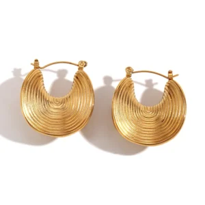 2024 Tarnish Free Unique Stainless Steel Geometric Statement Hoop Earrings Chunky 18k Gold Plated Earrings Jewelry Women