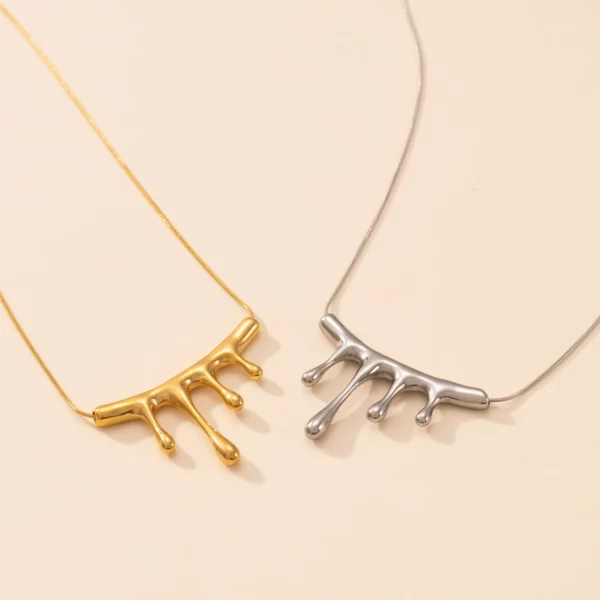 Minimalist 18k Gold Plated Thin Snake Chain Necklaces Women Design Fashion Jewelry Stainless Steel Water Drop Pendant Necklace - Image 3