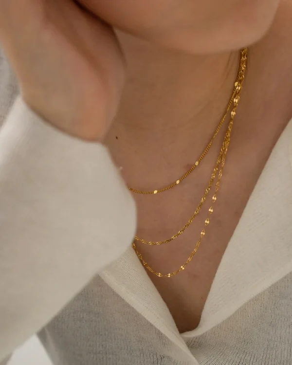 Minimalist 18k Gold Plated Three Layered Necklace for Women Dainty Stainless Chain Choker Necklace Hypoallergenic  Jewelry - Image 2