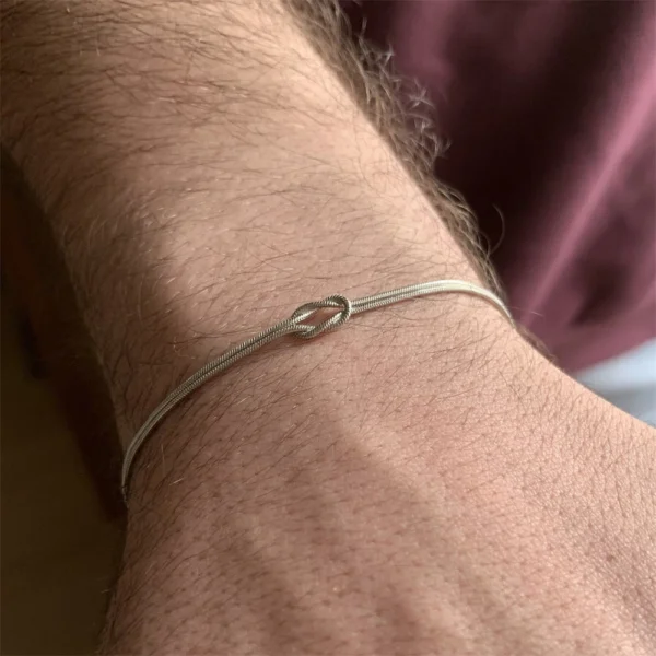 Minimalist 18K Gold Plated Snake Chain Love Knot Bracelet Women Waterproof Jewelry Friendship Stainless Steel Couple Bracelets - Image 4