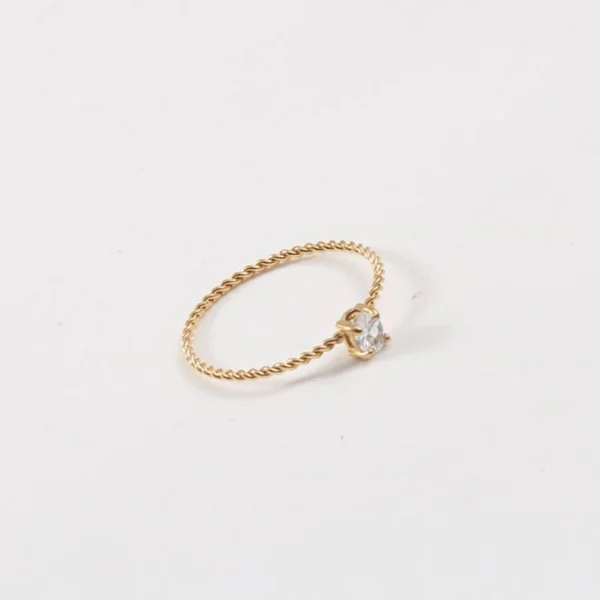 Dainty 18K Gold Plated Stainless Steel Thin Twist Ring Fashion Jewelry Zircon Wedding Rings for Girls - Image 5