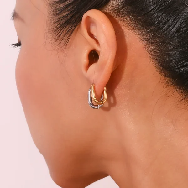 Minimalist Jewelry O Shape Mini Hoop Earring Women 18k Gold Plated Dainty Stainless Steel U Shape Huggie Hoop Earrings Jewelry - Image 6