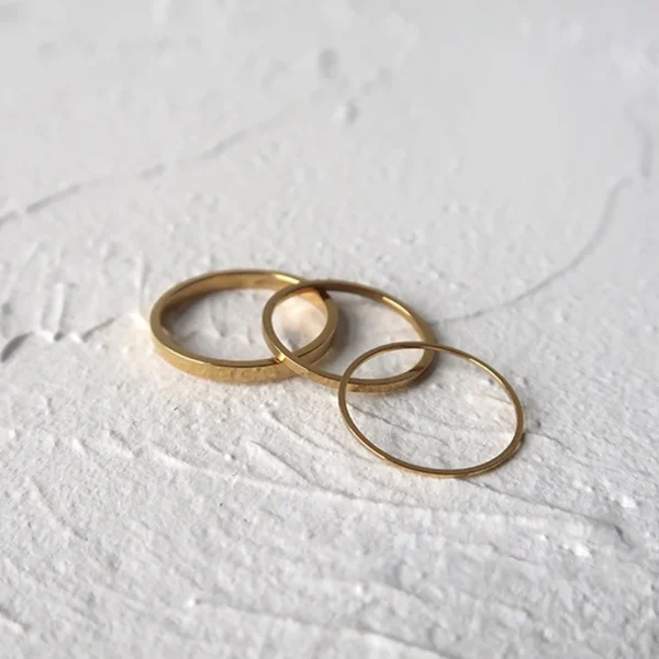 Minimalist 18K Gold Plated Stainless Steel Flat Band Finger Ring Non Tarnish Thin Stacking Rings Jewelry Women for Gift - Image 2