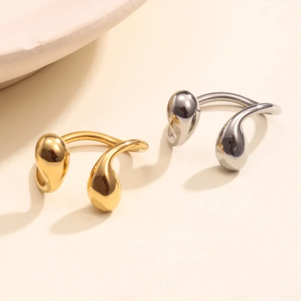 Minimalist 18K Gold Plated Tear Drop Smooth Open Ring for Women Chunky Dainty Stainless Steel Open Hypoallergenic Ring Jewelry - Image 6