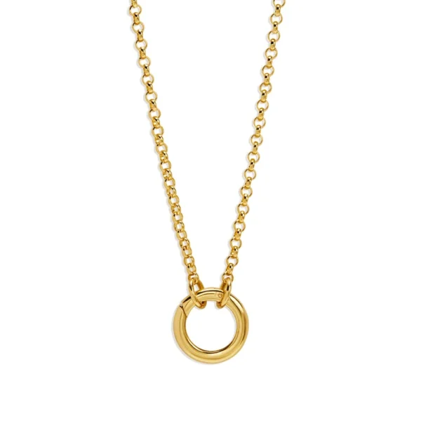 Non Tarnish Stainless Steel Round Push Clasp Necklace Charm 18k Gold Plated Paperclip Chain Necklace for Women - Image 2