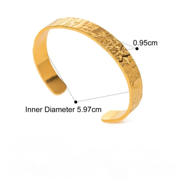 Tarnish Free Jewelry 18k Gold Plated Open Wave Bangle for Women Dainty Stainless Steel Simple Style Polished Cuff Bracelet - Image 5