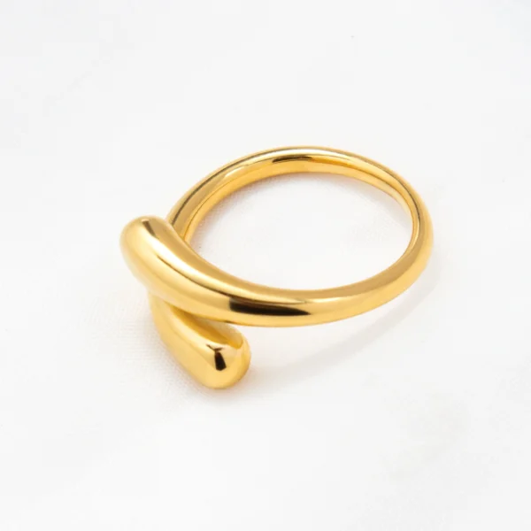 Glossy Tarnish Free Stainless Steel Snake Shape Ring Design 18K Gold Plated Cross Open Rings Jewelry for Women - Image 6