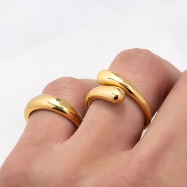 Glossy Tarnish Free Stainless Steel Snake Shape Ring Design 18K Gold Plated Cross Open Rings Jewelry for Women - Image 2