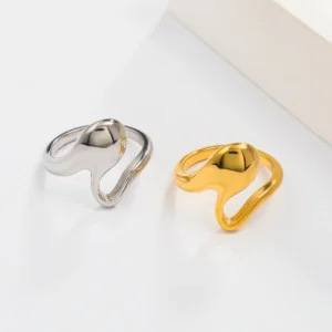 Fashion 18K Gold Plated Irregular Finger Rings for Women Dainty Stainless Steel Statement Rings Tarnish Free Jewelry Wholesale