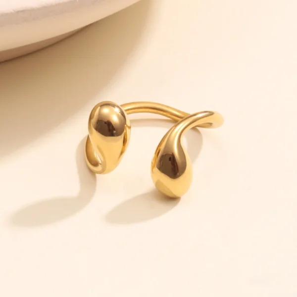 Minimalist 18K Gold Plated Tear Drop Smooth Open Ring for Women Chunky Dainty Stainless Steel Open Hypoallergenic Ring Jewelry - Image 3